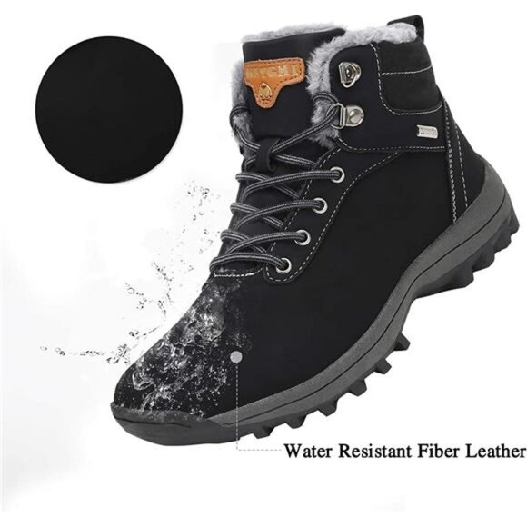 Men\'s Winter Snow Boots Warm Ankle Anti-Slip Water Resistant Hiking Walking